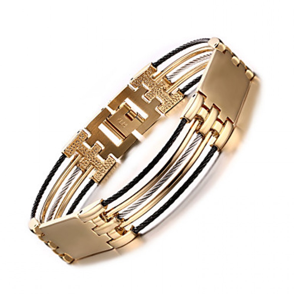 316 Titanium Steel 18K Wire Drawing Man Bracelet
