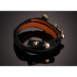 Head Layer Cowhide Titanium Steel Buckle Men Anchor Bracelet