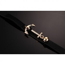 Head Layer Cowhide Titanium Steel Buckle Men Anchor Bracelet