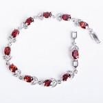Elegant Red Colorful AAA Zircon Platinum Plated Titanium Steel Bracelet for Women Gift,Fine Diamond Birthstone