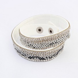 European Style Fashion Multilayer Wild PU Rhinestone Bracelet