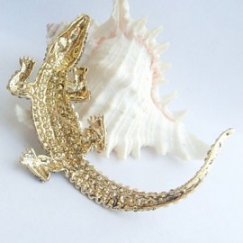 Women Accessories Gold-tone Topaz Rhinestone Crystal Alligator Crocodile Brooch Art Deco Crystal Brooch Women Jewelry