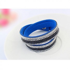 European Style Fashion Multilayer Wild PU Rhinestone Bracelet