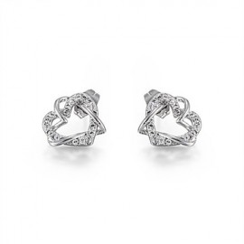 Women's Love Heart Designer CZ Diamond Pendant Jewelry 18K White Gold Plated Wedding Necklace Earrings Sets  