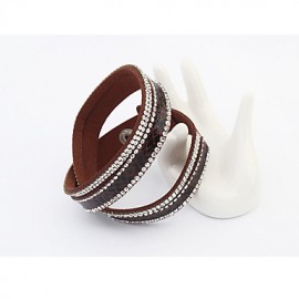 European Style Fashion Multilayer Wild PU Rhinestone Bracelet