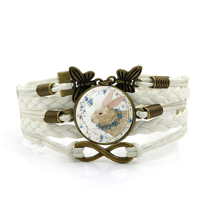 Easter Rabbit Time Gemstone Butterfly 8-character Combination Alloy Bracelet