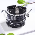Vintage Cross Leather Multi-layer Adjustable Hand-woven Men's Bracelet Set