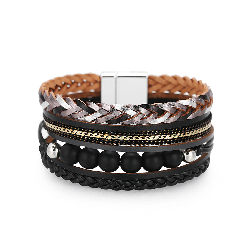 Bohemian Multi-layered Braided Genuine Leather Bracelet Bohemian Multi-layered Braided Genuine Leather Bracelet