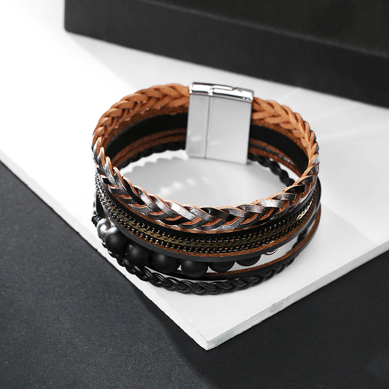 Bohemian Multi-layered Braided Genuine Leather Bracelet Bohemian Multi-layered Braided Genuine Leather Bracelet