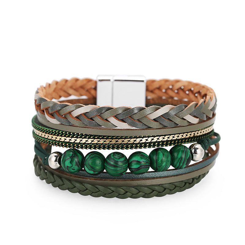 Bohemian Multi-layered Braided Genuine Leather Bracelet Bohemian Multi-layered Braided Genuine Leather Bracelet