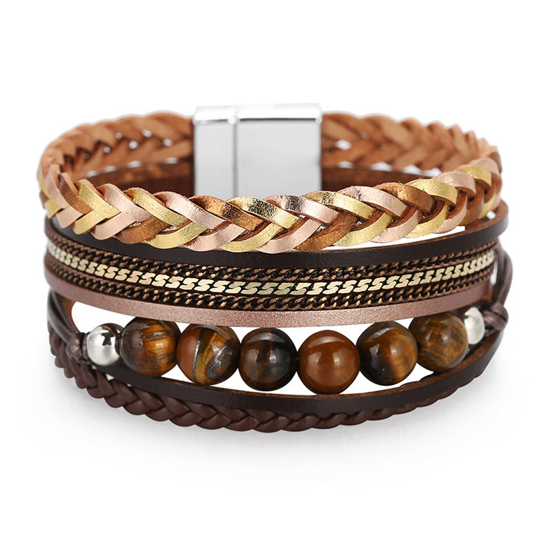 Bohemian Multi-layered Braided Genuine Leather Bracelet Bohemian Multi-layered Braided Genuine Leather Bracelet