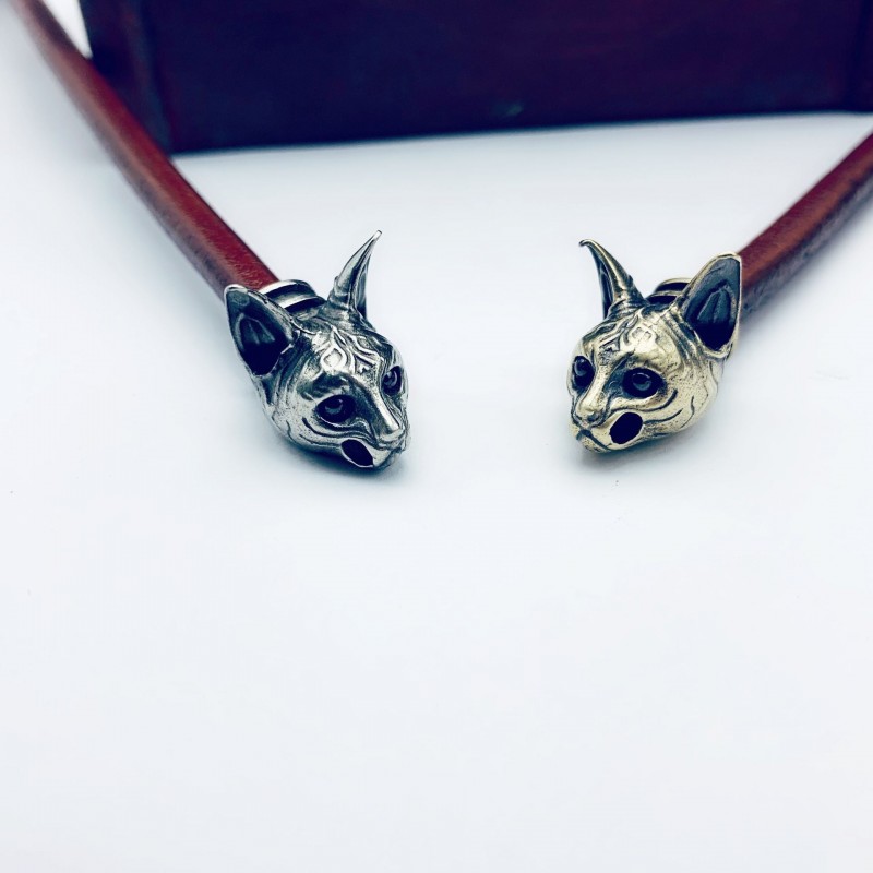 Egyptian Cat Genuine Leather Bracelets Made of Brass Old Bracelets Egyptian Cat Genuine Leather Bracelets Made of Brass Old Bracelets