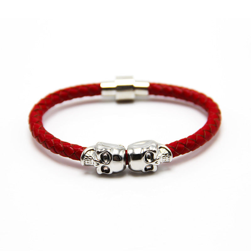 Punk Style Skull Leather Men's Bracelet