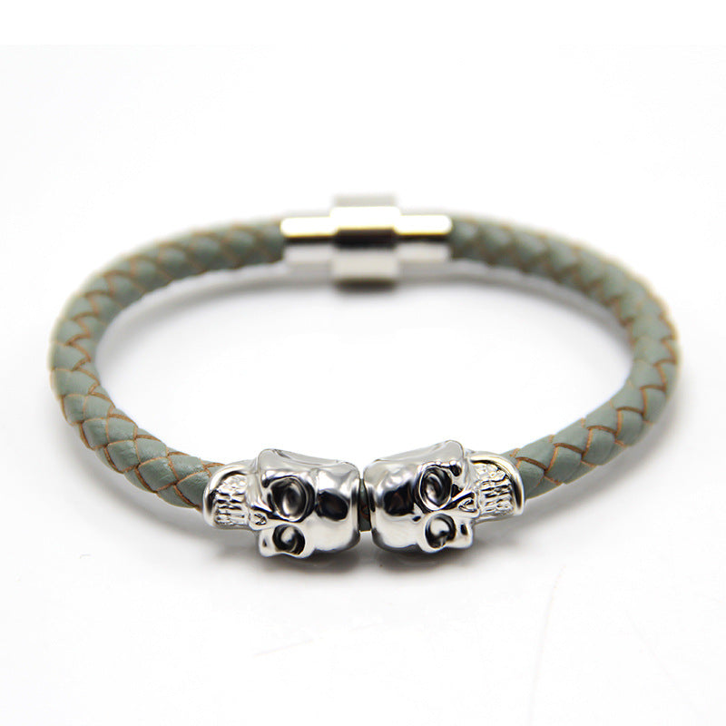Punk Style Skull Leather Men's Bracelet