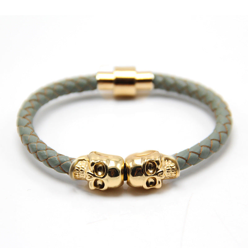 Punk Style Skull Leather Men's Bracelet