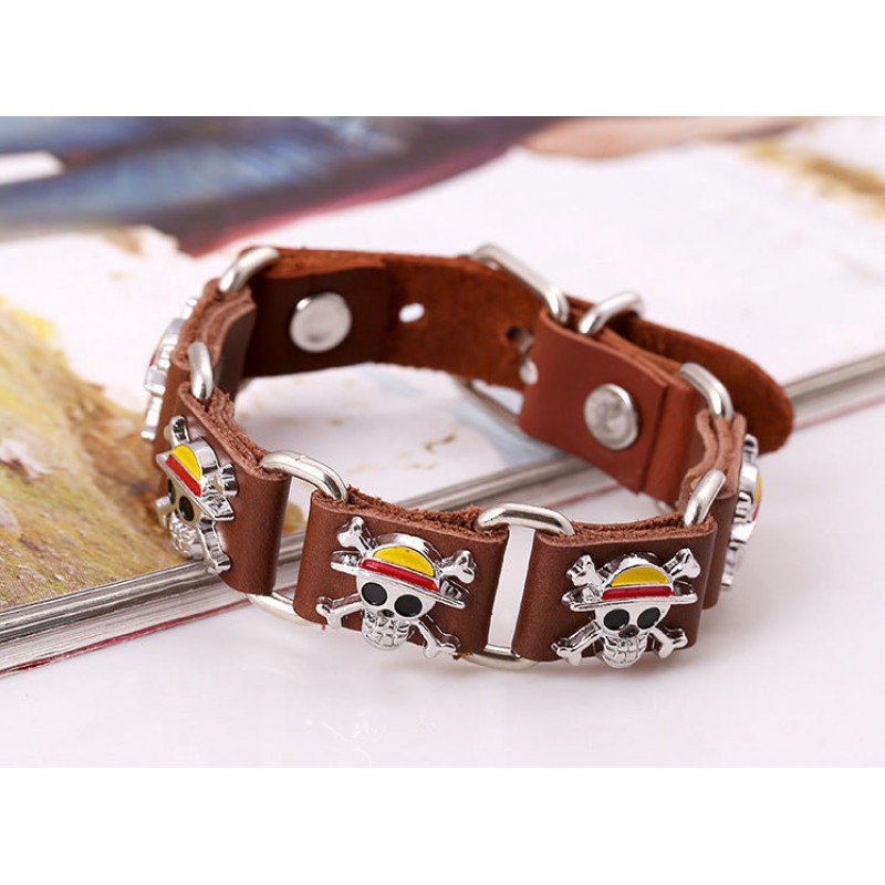 Skull Punk Genuine Leather Men's Bracelets