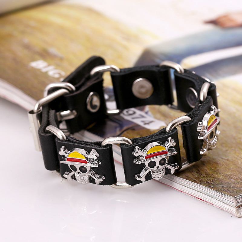 Skull Punk Genuine Leather Men's Bracelets