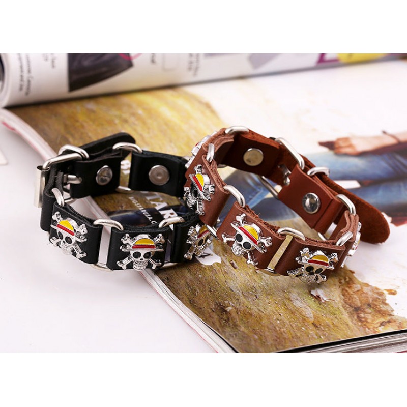 Skull Punk Genuine Leather Men's Bracelets