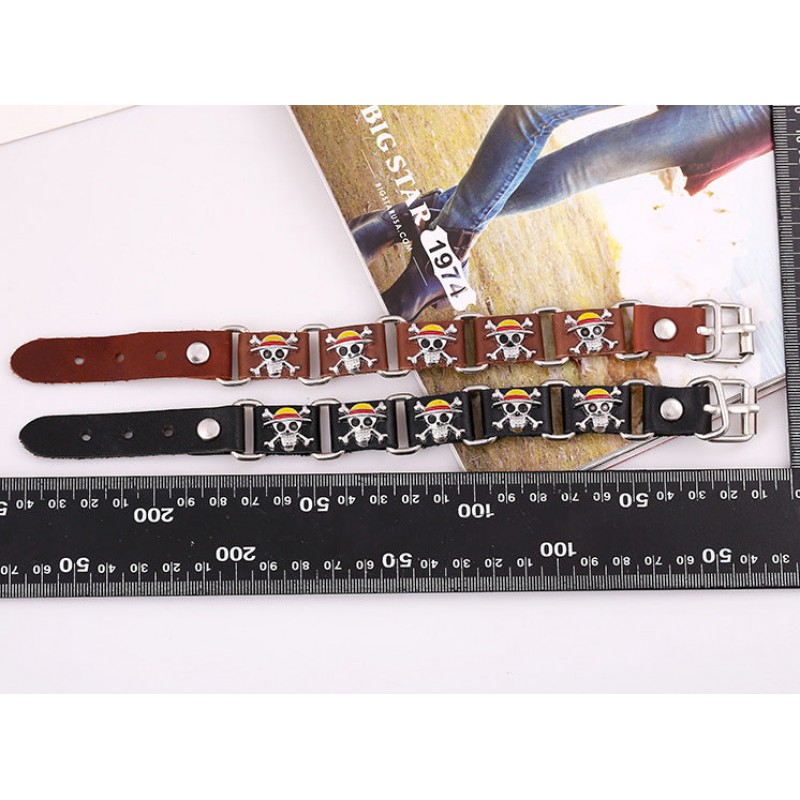 Skull Punk Genuine Leather Men's Bracelets