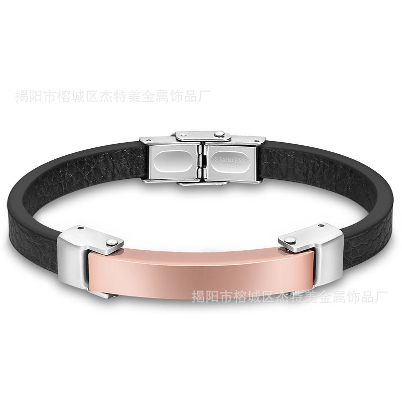 Silicone Bracelet Microfiber Titanium Steel Gold-plated Rose