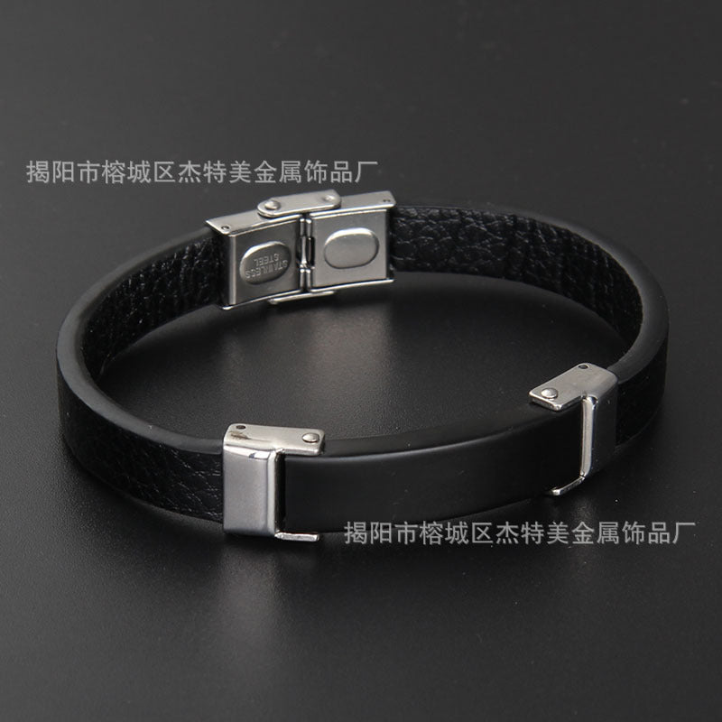 Silicone Bracelet Microfiber Titanium Steel Gold-plated Rose