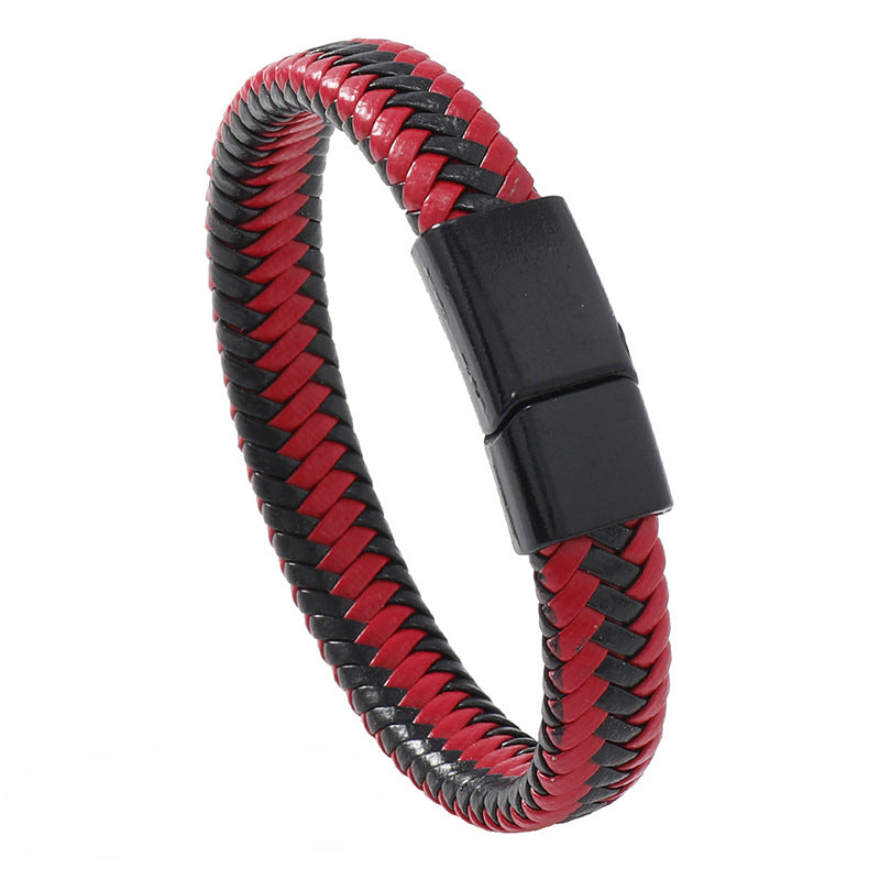Men's Leather Woven Magnetic Buckle Bracelets