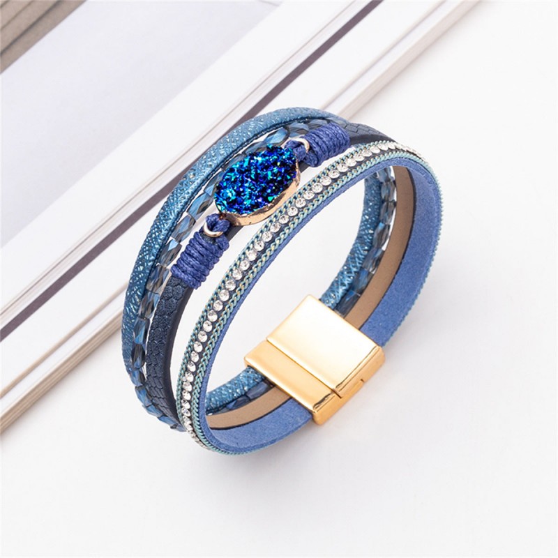 Crystal Studded Vintage Ethnic Style Beaded Leather Bracelet Crystal Studded Vintage Ethnic Style Beaded Leather Bracelet