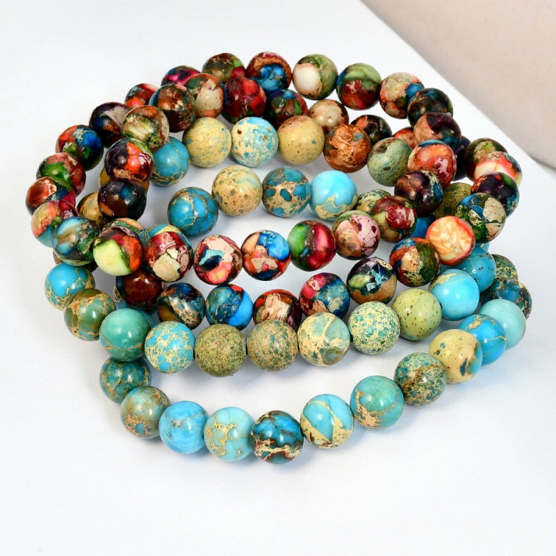 bohemian beaded colorful emperor stone bracelet