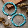 8mm Turquoise World Tree Bracelet Set of Two