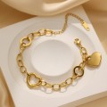 Stainless steel bracelet gold plated heart shaped bracelet