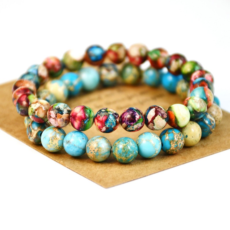 bohemian beaded colorful emperor stone bracelet