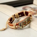 Retro Style Heat Transfer Hemp Rope Braided Cowhide Bracelet