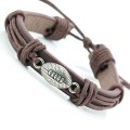 Sports Leather Football Basketball Hockey Alloy Adjustable Hand Woven Football Leather Bracelet