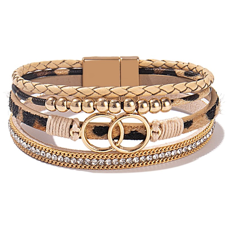 Handmade Magnetic Clasp Diamond Encrusted Leather Bracelet Handmade Magnetic Clasp Diamond Encrusted Leather Bracelet