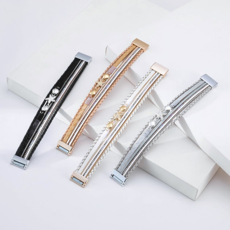 Ethnic Style Holiday Style Small Starfish Inlaid with Colorful Diamond Bracelets