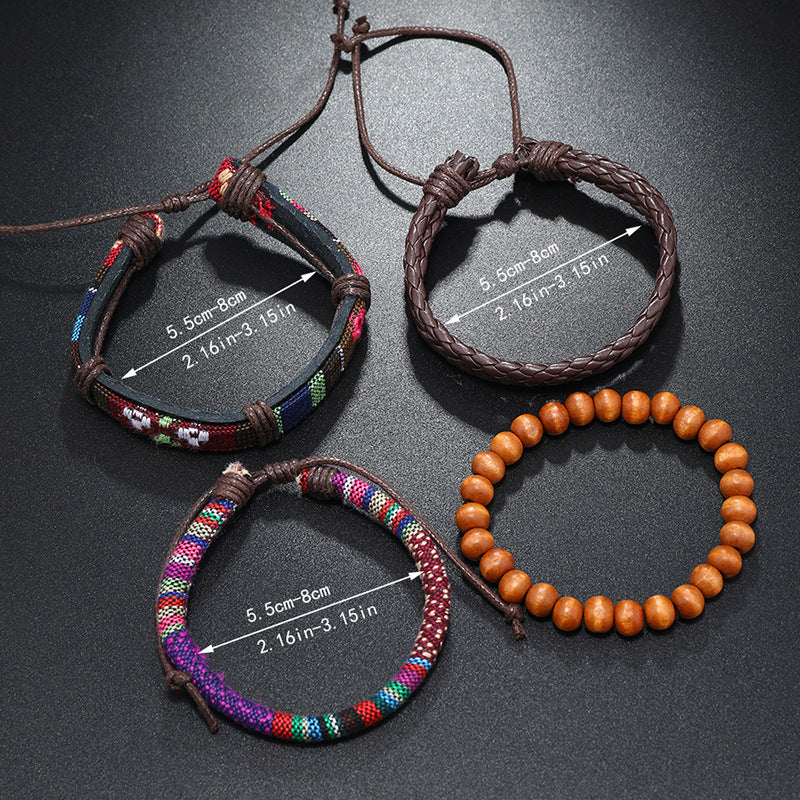 Handwoven Bohemian Retro Diy 4 Piece Bracelet Set