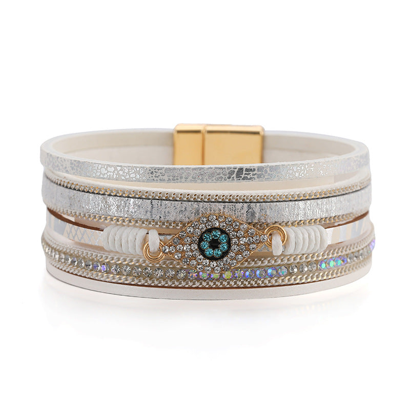 Devil's Eye Diamond Design Multi-Layer Pu Leather Ethnic Style Bracelet Devil's Eye Diamond Design Multi-Layer Pu Leather Ethnic Style Bracelet