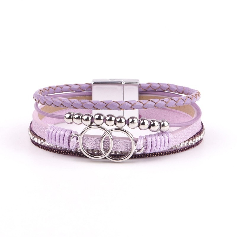 Diamond Four Layer Braided Leather Bohemian Bracelet