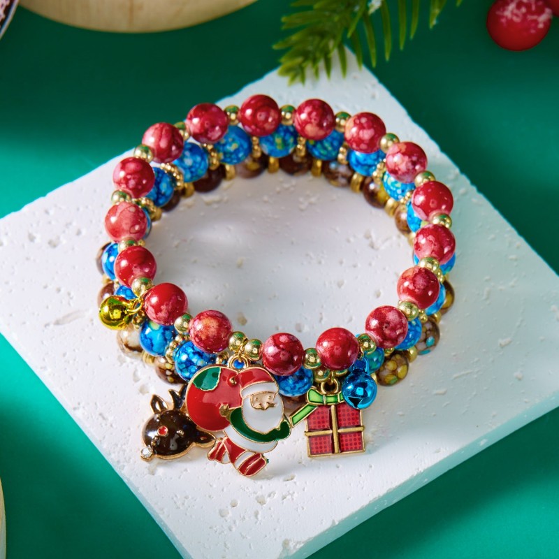 Christmas bracelet set snowman beaded bracelet
