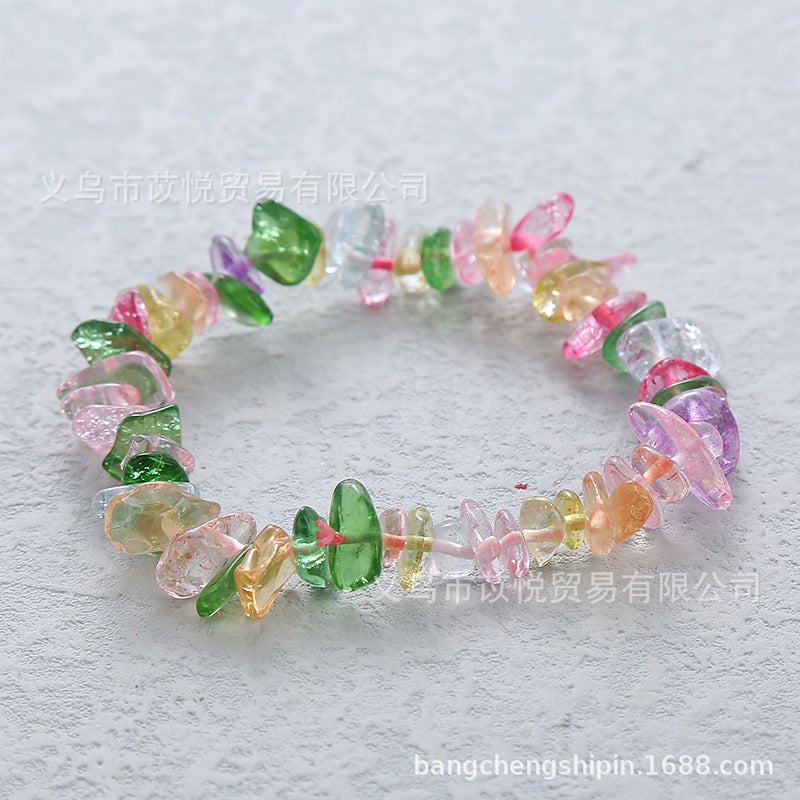 5pcs natural crystal gravel elastic bracelet colorful gravel