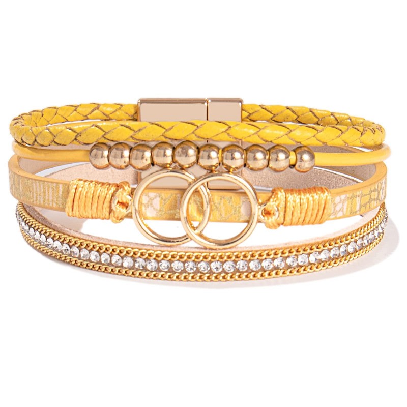 Handmade Magnetic Clasp Diamond Encrusted Leather Bracelet Handmade Magnetic Clasp Diamond Encrusted Leather Bracelet