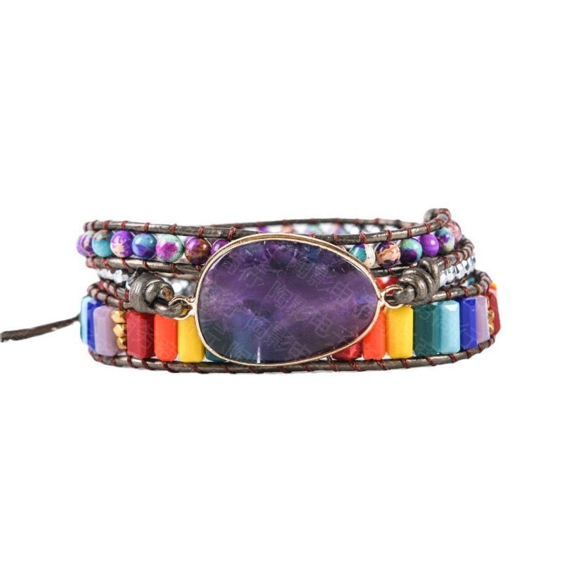 amethyst woven bohemian creative multi-layer bracelet amethyst woven bohemian creative multi-layer bracelet