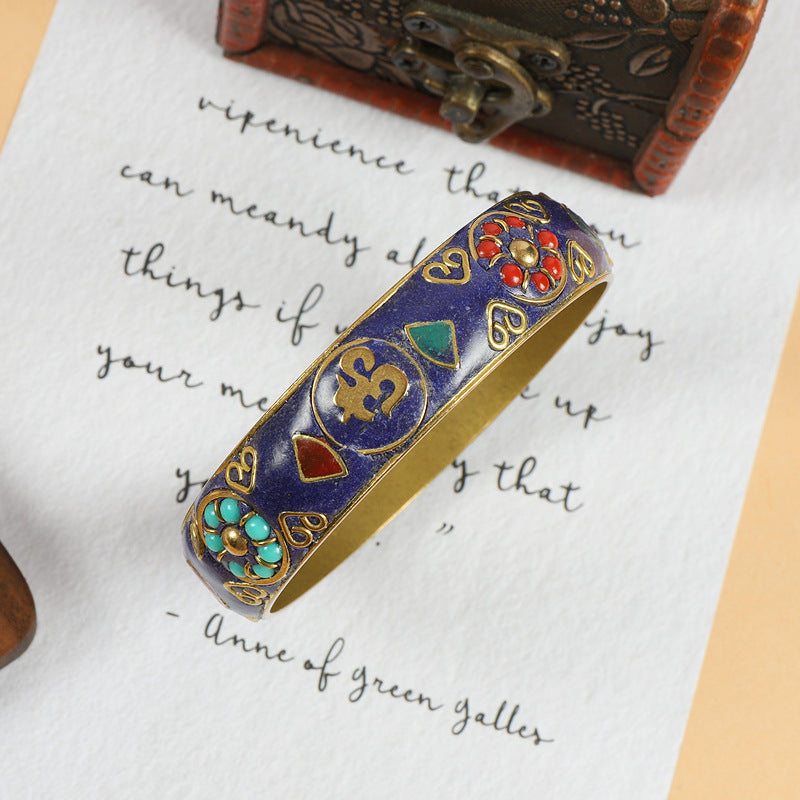 Vintage Brass with Turquoise Ethnic Style Bracelet