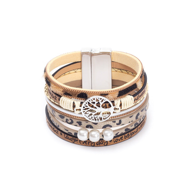 Hand Woven Leather Hollow Tree of Life Multilayer Bracelet Hand Woven Leather Hollow Tree of Life Multilayer Bracelet