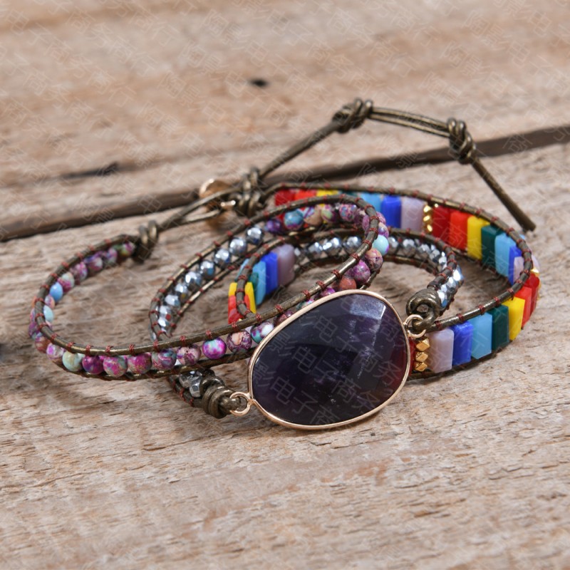 amethyst woven bohemian creative multi-layer bracelet amethyst woven bohemian creative multi-layer bracelet