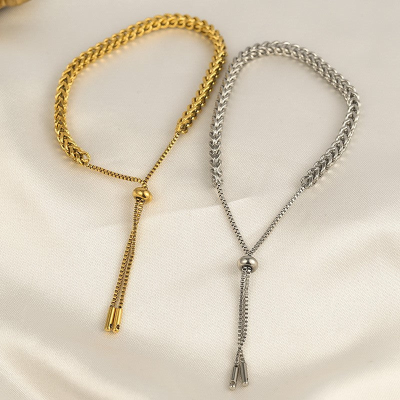 Titanium steel golden wheat ear bracelet