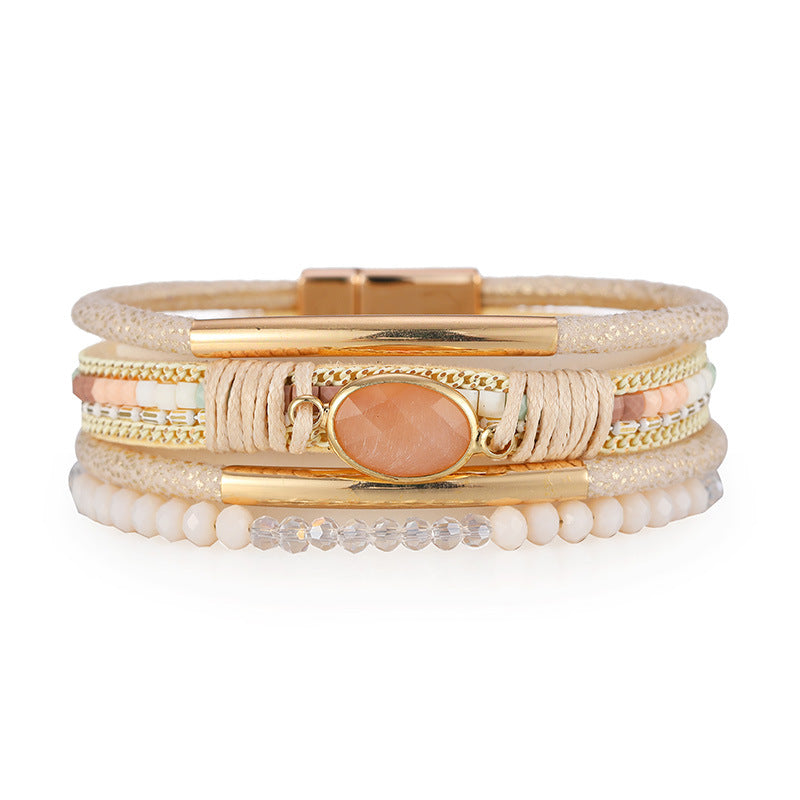 Bohemian Copper Design Crystal Stone Multilayer Ethnic Style Bracelet Bohemian Copper Design Crystal Stone Multilayer Ethnic Style Bracelet