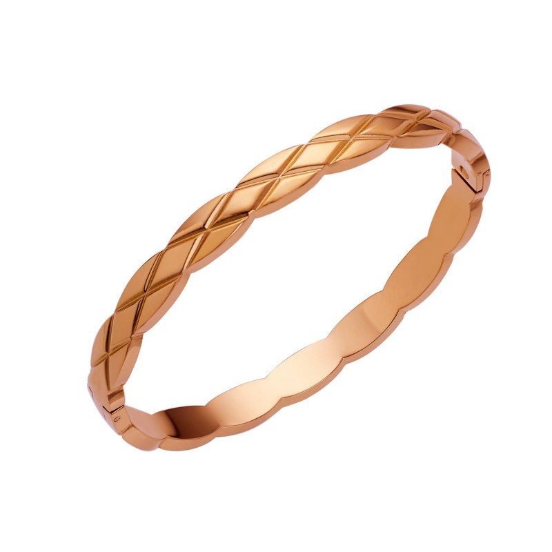 18K gold plated diamond retro stacked titanium steel bracele