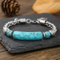 Turquoise Bracelet Vintage Stainless Steel Chain