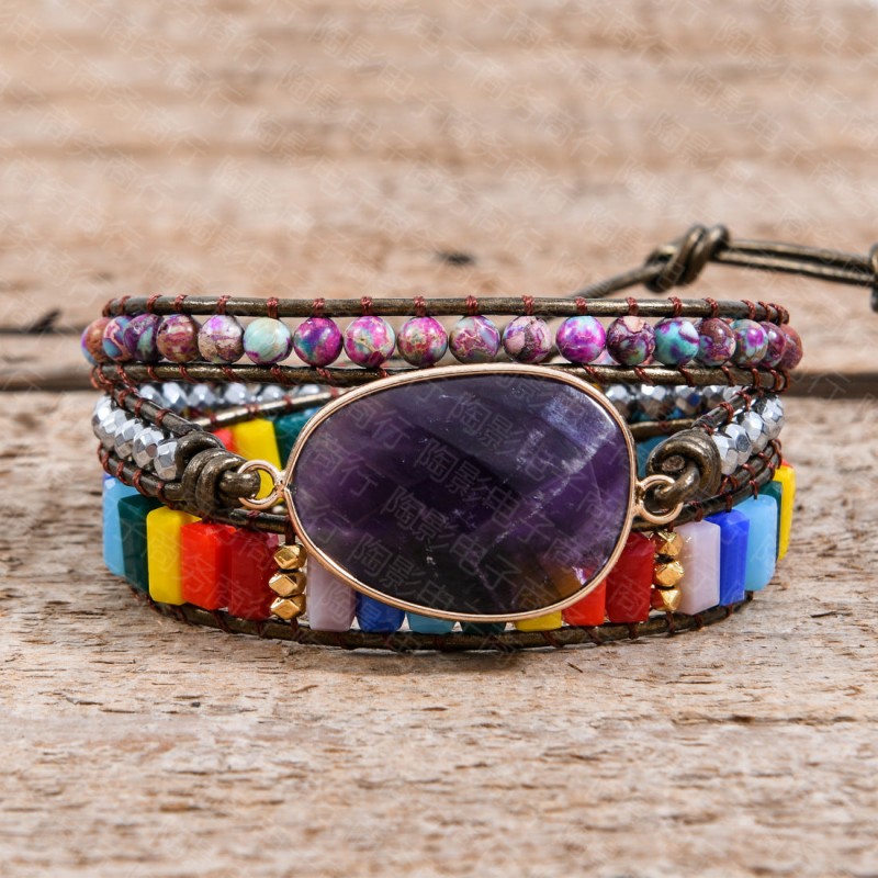 amethyst woven bohemian creative multi-layer bracelet amethyst woven bohemian creative multi-layer bracelet
